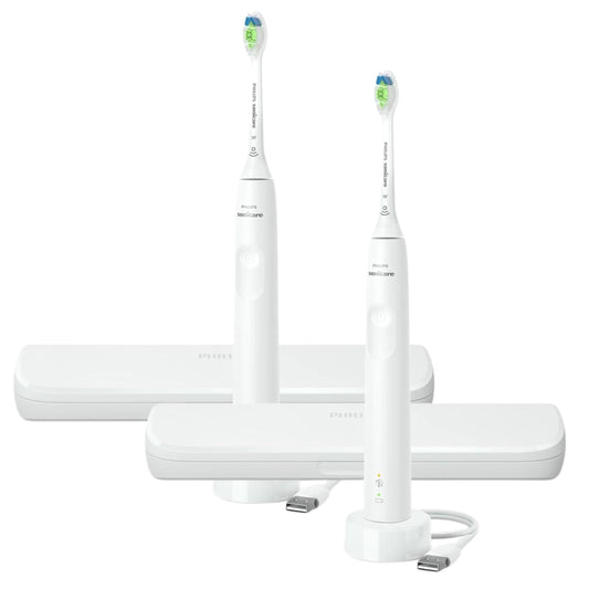 Philips Sonicare FlexCare Whitening Edition Rechargeable Toothbrush 2-Pack Bundle HX6964/77 (2 FlexCare Handles, 2 DiamondClean & 2 Plaque Control Brush Heads, 2 USB Charging Travel Cases)