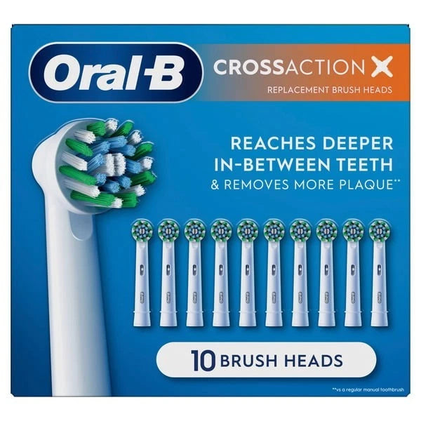 Oral-B Cross Action X - Replacement Brush Heads-  10 Count - Sealed